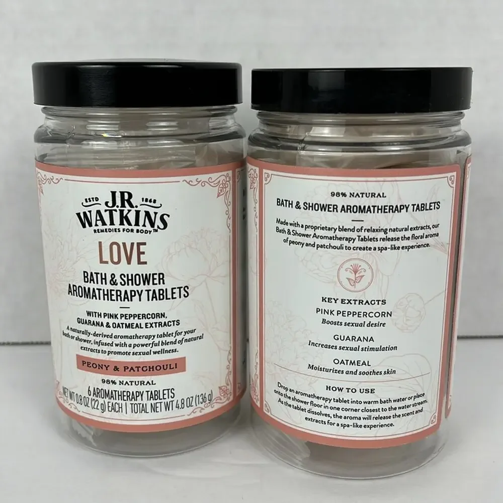 J.R. Watkins Aromatherapy Bath Shower Tablets Love Peony Patchouli 6 Tab Lot of2
